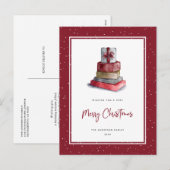 Rode Waterverf kerstcadeaus sneeuw Feestdagenkaart (Voorkant / Achterkant)