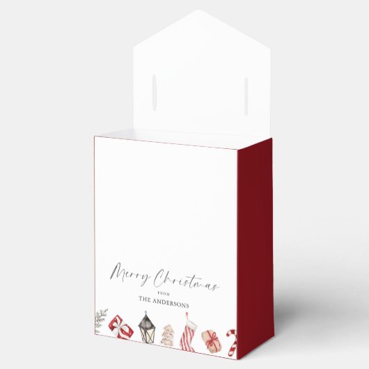 Rode Waterverf kerstgrens Bedankdoosjes (Geopend)