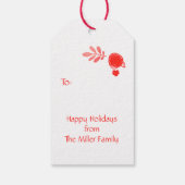 Rode Waterverf Kerstkrans Cadeaulabel (Achterkant)