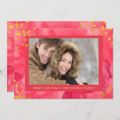 Rode Waterverf Kerstmis met goud | Foto Feestdagenkaart (Voorkant / Achterkant)