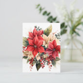  Rode Waterverf Kerstmis Poinsettia Flowers Briefkaart (Staand voorkant)