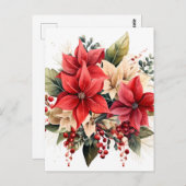  Rode Waterverf Kerstmis Poinsettia Flowers Briefkaart (Voorkant / Achterkant)