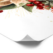 Rode Waterverf Kerstmis Poinsettia Flowers Poster (Hoek)