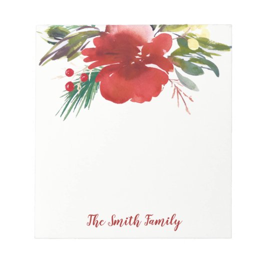 Rode Waterverf kerstventilator Notitieblok (Voorkant)