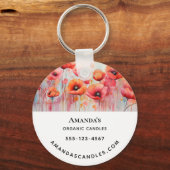 Rode Waterverf klaprozen in een veld bedrijf Sleutelhanger (Voorkant)