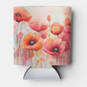 Rode Waterverf klaprozen in een veld Blikjeskoeler (Voorkant)