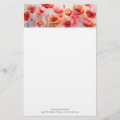 Rode Waterverf klaprozen in een veld Briefpapier (Voorkant)