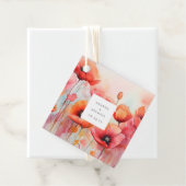 Rode Waterverf klaprozen in een veld bruiloft Bedankjes Labels (In situ)