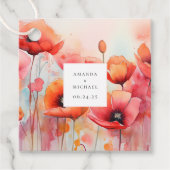 Rode Waterverf klaprozen in een veld bruiloft Bedankjes Labels (Voorkant)