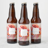 Rode Waterverf klaprozen in een veld - bruiloft Bier Etiket (Flessen)