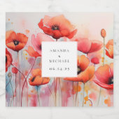 Rode Waterverf klaprozen in een veld - bruiloft Bier Etiket (Enkel label)