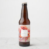 Rode Waterverf klaprozen in een veld - bruiloft Bier Etiket (Voorkant)