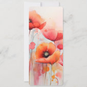 Rode Waterverf klaprozen in een veld bruiloft Kaart (Achterkant)