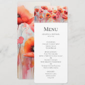 Rode Waterverf klaprozen in een veld bruiloft Kaart (Voorkant / Achterkant)