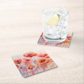 Rode Waterverf klaprozen in een veld Kartonnen Onderzetters (Insitu)