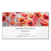 Rode Waterverf klaprozen in een veld Magnetisch Visitekaartje (Voorkant)