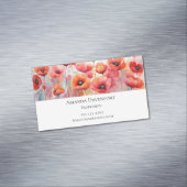 Rode Waterverf klaprozen in een veld Magnetisch Visitekaartje (Voorbeeld)