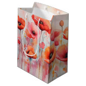 Rode Waterverf klaprozen in een veld Medium Cadeauzakje (Achterkant Gekanteld)