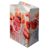 Rode Waterverf klaprozen in een veld Medium Cadeauzakje (Voorkant Gekanteld)