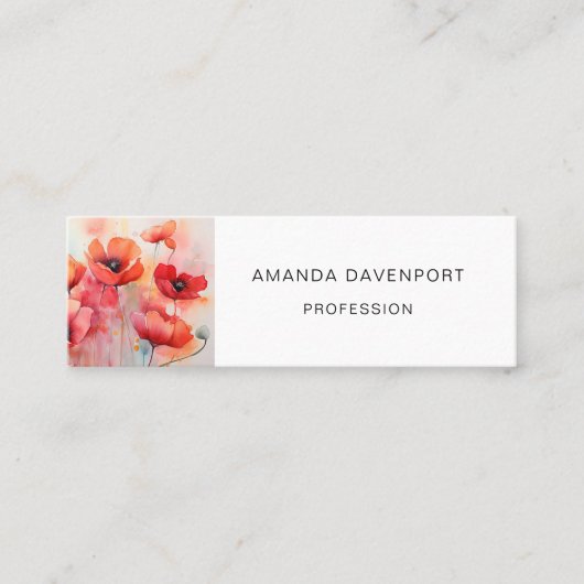 Rode Waterverf klaprozen in een veld Mini Visitekaartje (Voorkant)