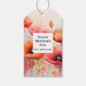Rode Waterverf klaprozen in een veld Moederdag Cadeaulabel (Voorkant)