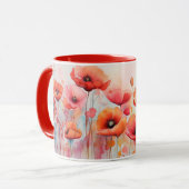 Rode Waterverf klaprozen in een veld Mok (Voorkant links)