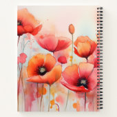 Rode Waterverf klaprozen in een veld Notitieboek (Achterkant)
