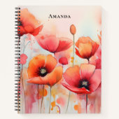 Rode Waterverf klaprozen in een veld Notitieboek (Voorkant)