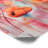 Rode Waterverf klaprozen in een veld Poster (Hoek)