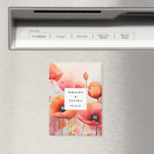 Rode Waterverf klaprozen in een veld Save the Date Magneet (Insitu (Vaatwasser))