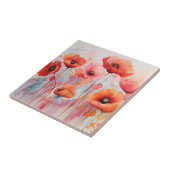 Rode Waterverf klaprozen in een veld Tegeltje (Zijkant)