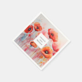 Rode Waterverf klaprozen in een veld Verjaardag Servet (Hoek)