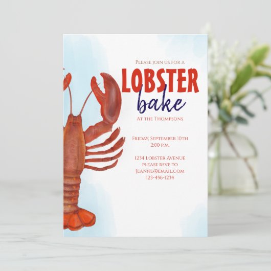 rode Waterverf kreeft bakkersfeest Kaart (Staand voorkant)