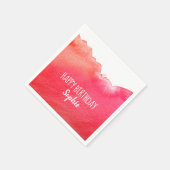 Rode waterverf leuk Happy Birthday gepersonaliseer Servet (Hoek)