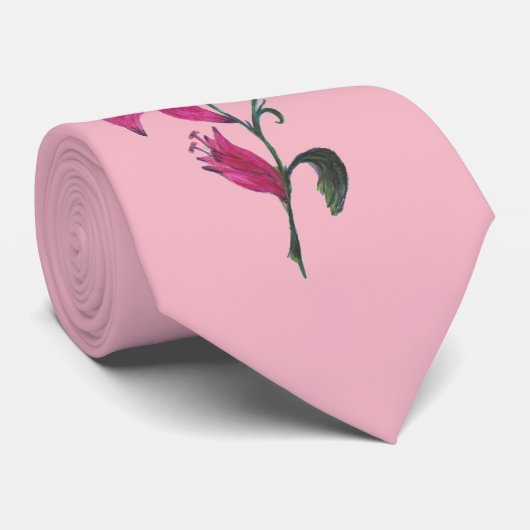 Rode Waterverf Lilies Stropdas (Opgerold)