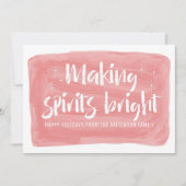 Rode Waterverf maakt spirits helder holiday Feestdagenkaart (Voorkant)