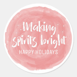 Rode Waterverf maakt spirits helder holiday Ronde Sticker