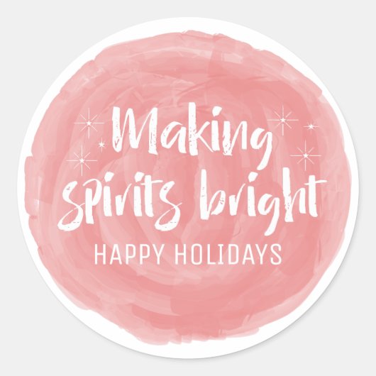 Rode Waterverf maakt spirits helder holiday Ronde Sticker (Voorkant)