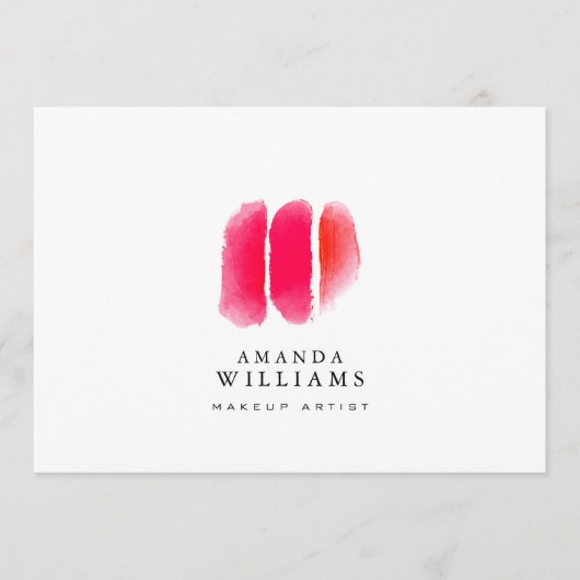 Rode Waterverf Make-up Swatches Platte Notecard Notitiekaartje (Voorkant)