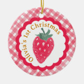 Rode Waterverf met aardbei, 1 kerst Keramisch Ornament (Voorkant)