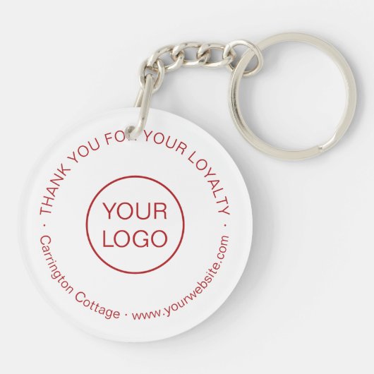 Rode Waterverf met een Logo met vreugde. Sleutelhanger (Achterkant)