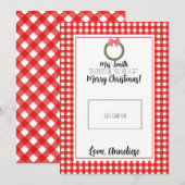 Rode Waterverf met kerstcadeautje voor leraar, Kaa Bedankkaart (Voorkant / Achterkant)