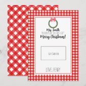 Rode Waterverf met kerstcadeautje voor leraar, Kaa Bedankkaart (Voorkant / Achterkant)