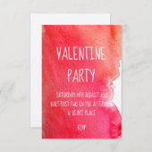 Rode waterverf moderne Valentijn partij Kaart (Voorkant / Achterkant)