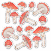 Rode Waterverf paddenstoelen Sticker (Voorkant)