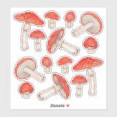 Rode Waterverf paddenstoelen Sticker (Vel)