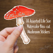 Rode Waterverf paddenstoelen Sticker
