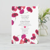 Rode Waterverf Papaver Bruiloft Kaart (Staand voorkant)