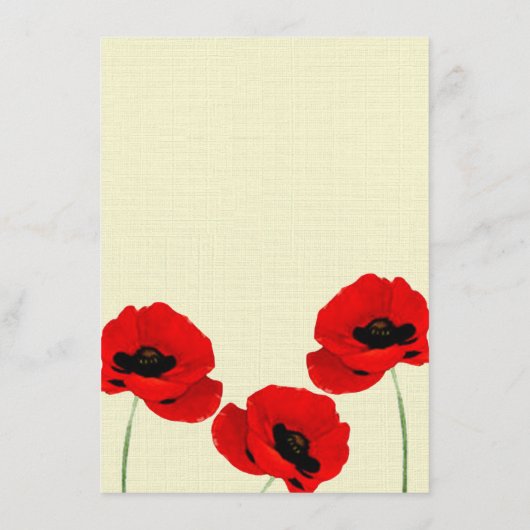 Rode Waterverf Papavers Bloem Bruiloft Collectie Menu (Achterkant)