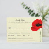 Rode Waterverf Papavers Bloemige Trouwcollectie Kaart (Staand voorkant)